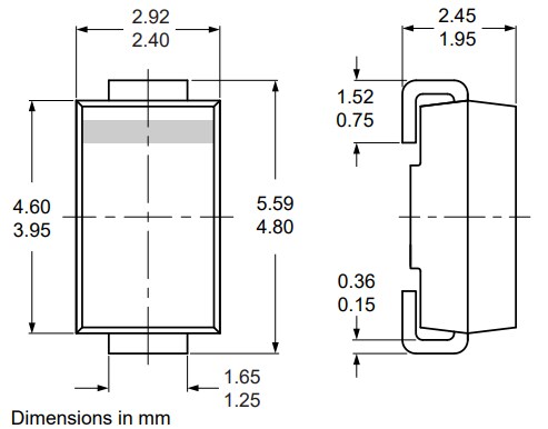Mechanical Drawing - Nexperia MURS160A Ultrafast Recovery Rectifier